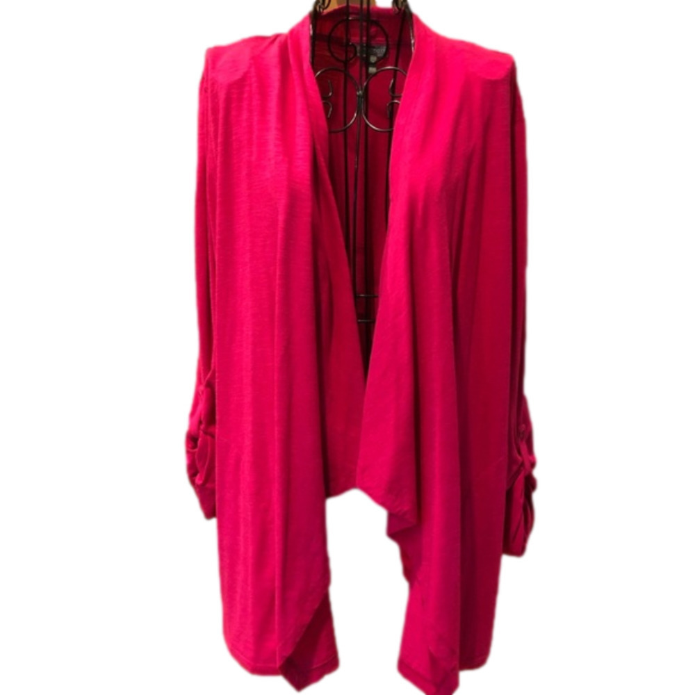 Talbots pink rolled up sleeves open Cardigan size X